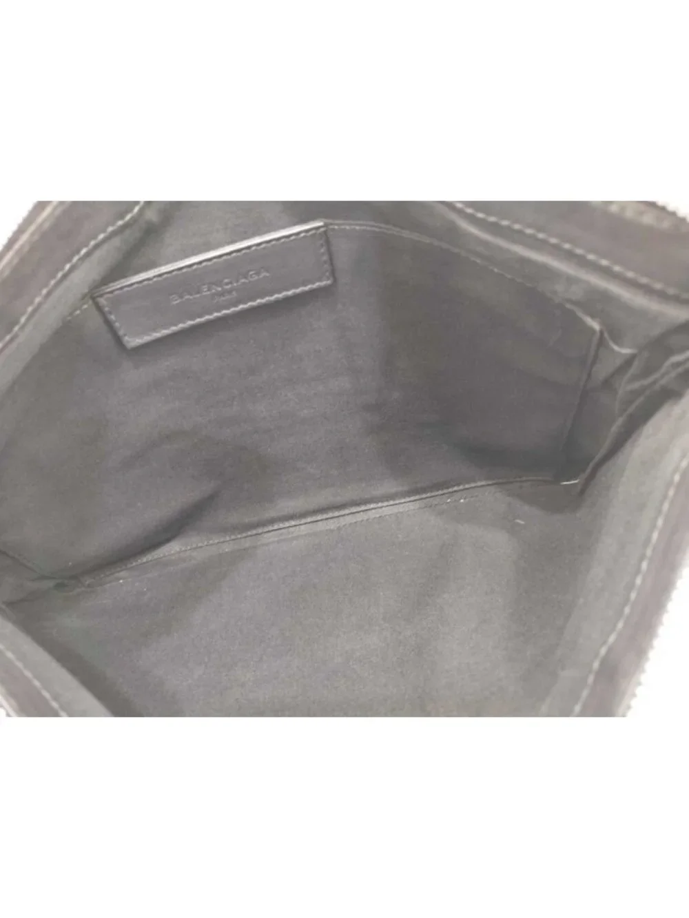 Balenciaga Clutch Navy Clip Black Leather Silver